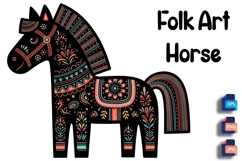 Eastern European Folk Art Horse - Decorated Dala Inspired Product Image 1