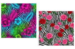 Colorful Zebra Paper Floral Fusion Digital Paper Product Image 5
