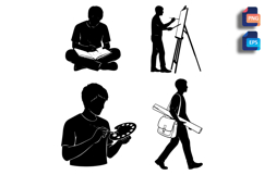 Artist Character Poses Vector Silhouette Product Image 1