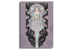 Art Nouveau Goddess with Crescent Moon and Pastel Roses Product Image 1
