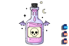 Pastel Goth Potion Bottle - Skull &amp; Bat Wings Product Image 1