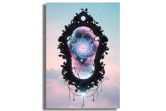 Cosmic Portal Mirror with Black Roses and Crystals Product Image 1
