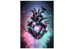 Steampunk Stained Glass Heart with Crow Product Image 1