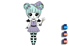 Pastel Goth Witch Girl - Cute Spooky Magic Product Image 1
