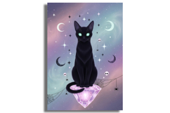 Mystical Black Cat on Crystal with Celestial Background Product Image 1