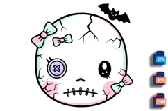 Pastel Goth Voodoo Doll Head - Cute &amp; Spooky Product Image 1