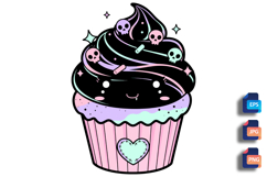 Pastel Goth Cupcake - Kawaii Spooky Treat Product Image 1
