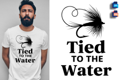 Tied to the Water Fly Fishing Hook and Line Silhouette Quote Product Image 1