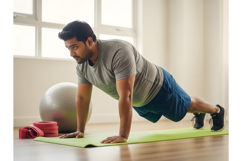 South Asian Man Doing Plank - Home Workout Focus Product Image 1