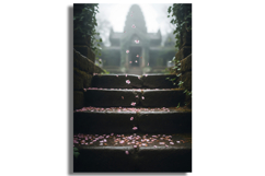 Falling Cherry Blossoms on Ancient Temple Steps Product Image 1