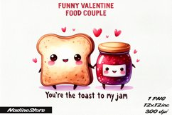 Funny Valentine&#039;s day Food Couple PNG. Product Image 1