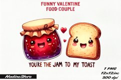 Funny Valentine&#039;s day Food Couple PNG. Product Image 1