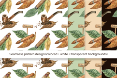 Tobacco Watercolor Hand-Painted Clipart and Pattern Product Image 3