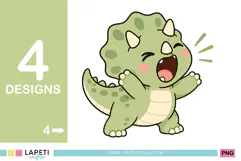 Baby triceratops graphics with soft green colors and sweet cartoon expressions