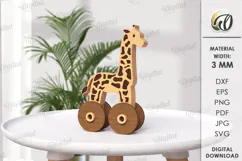 Toddler toy on wheels Laser Cut. Giraffe SVG Product Image 1