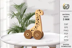 Toddler toy on wheels Laser Cut. Dinosaur SVG Product Image 1