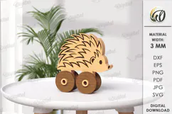 Toddler toy on wheels Laser Cut. Hedgehog SVG Product Image 1