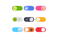 Hand drawing user interface toggle switches with various ico Product Image 1