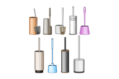 Collection of toilet brush and holder designs for hygiene Product Image 1