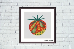 Tomato geometric ornament kitchen cross stitch pattern - Tango Stitch