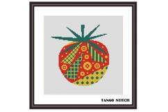Tomato geometric ornament kitchen cross stitch pattern - Tango Stitch