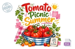 Tomato Picnic Summer Retro Sublimation PNG Design Product Image 1