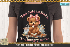Cute teddy bear baking PNG sublimation design