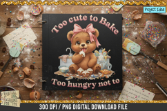 Cute teddy bear baking PNG sublimation design