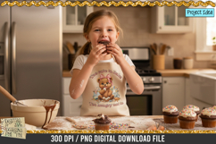 Cute teddy bear baking PNG sublimation design