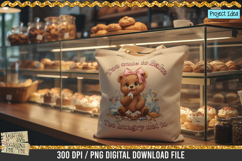 Cute teddy bear baking PNG sublimation design