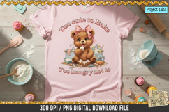 Cute teddy bear baking PNG sublimation design