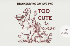 Thanksgiving Turkey Quote Clipart | Retro Fall PNG SVG Product Image 1