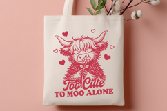 Too Cute to Moo Alone SVG Highland Cow Valentine PNG Quote Product Image 2