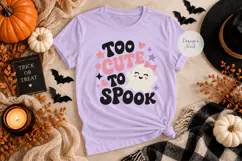 Too Cute to Spook SVG, Cute Ghost SVG, Kawaii Halloween SVG Product Image 2