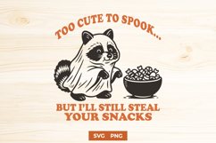 Too Cute to Spook SVG | Funny Raccoon Halloween PNG Design Product Image 1