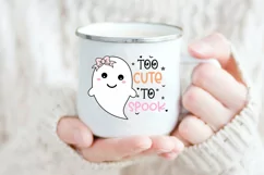 Too Cute To Spook Halloween Sublimation I Pink Halloween PNG