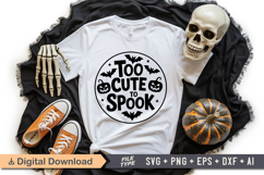 Too Cute To Spook SVG File | Halloween Round Sign SVG Product Image 4