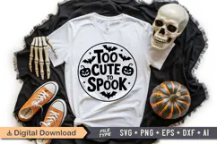 Too Cute To Spook SVG File | Halloween Round Sign SVG Product Image 4