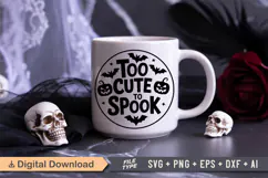 Too Cute To Spook SVG File | Halloween Round Sign SVG Product Image 5