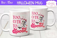 Too cute to spook mug wrap sublimation PNG, Pink Halloween Product Image 1