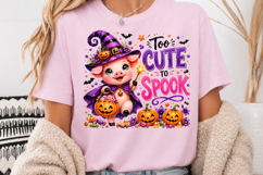 Too Cute To Spook PNG, Witch Pig Halloween Sublimation Product Image 3