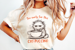 Cat &amp; Coffee Doodle lineart Clipart SVG | PNG | EPS Product Image 3