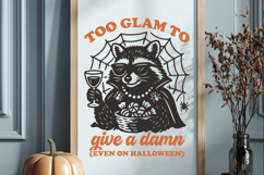 Too Glam To Give A Damn Halloween SVG PNG Glam Witch Raccoon Product Image 3