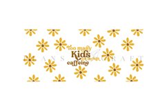 too many kids not enough caffeine libbey beer can glass full wrap svg presized template for 16oz and 20oz glass for Cricut Silhouette and sublimation