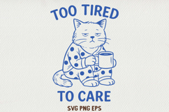 Sarcastic Cat Illustration Funny Lazy Line Art Kitty SVG PNG Product Image 1