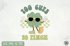 Too Cute To Pinch Svg, Retro St Patrick Day Svg, Shamrock Product Image 2