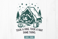 Took a Hike Took a Nap SVG PNG Funny Camping Raccoon Tent Product Image 1