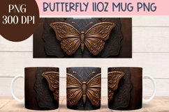 Tooled leather butterfly design for 11oz mug PNG sublimation Product Image 1