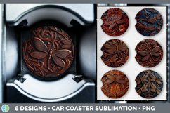 Bundle of six Embossed Leather Dragonflies Car Coaster designs.