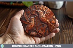 GorgeousTooled Leather Round Coaster design.